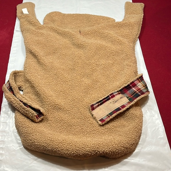 XL DOG COAT Sherpa fleece red blue PLAID cotton Jacket collared pockets shacket - Picture 2 of 11